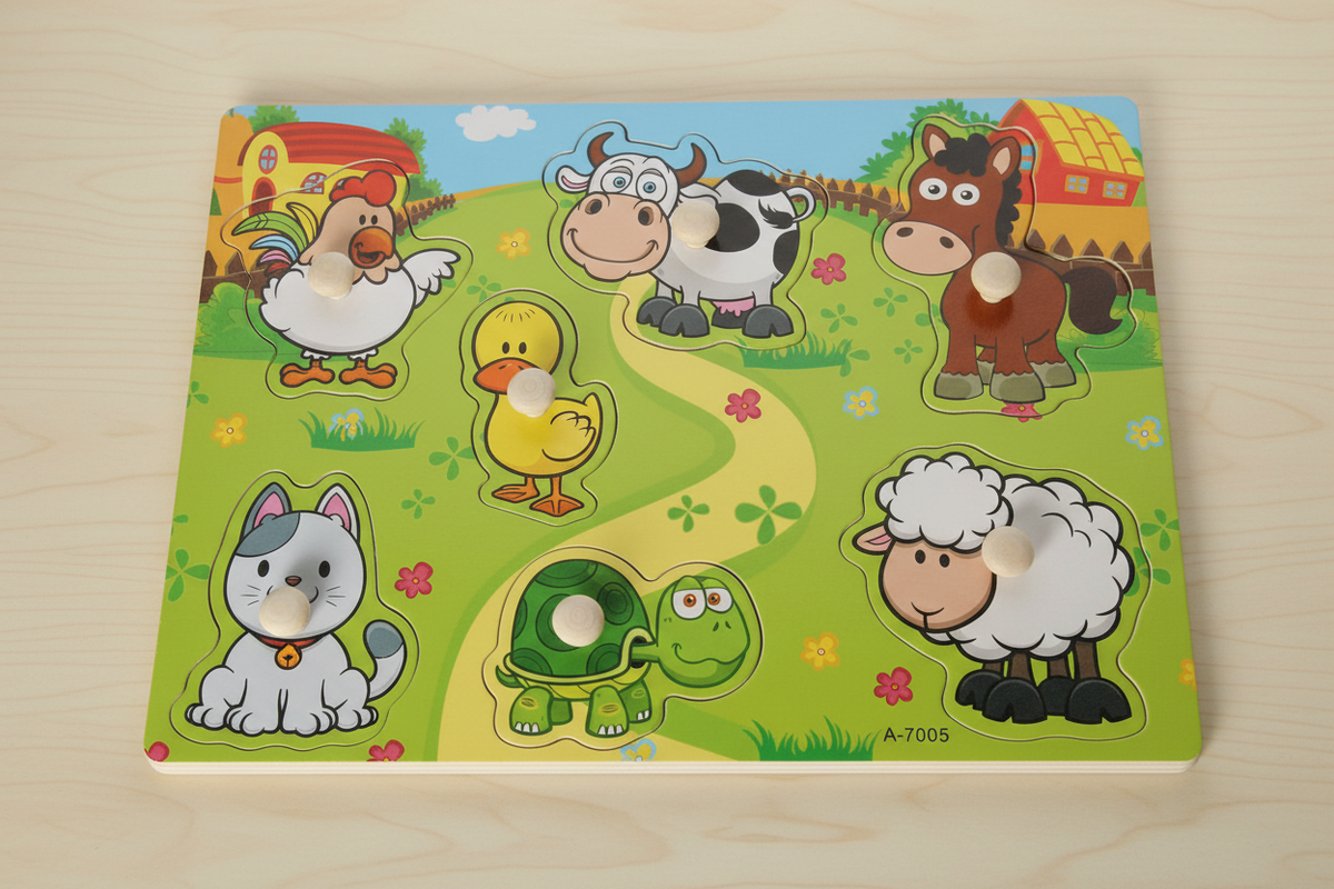 Houten Noppenpuzzel Boerderijdieren