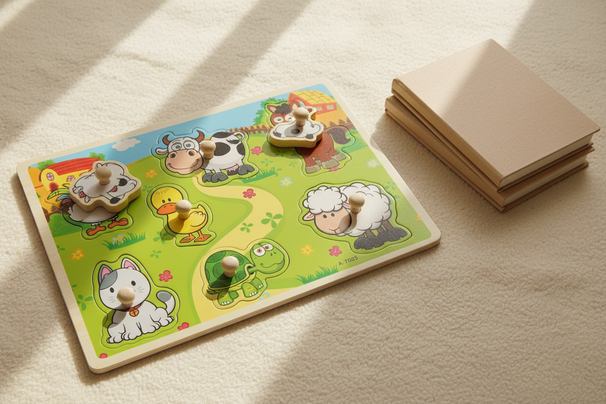 Houten Noppenpuzzel Boerderijdieren