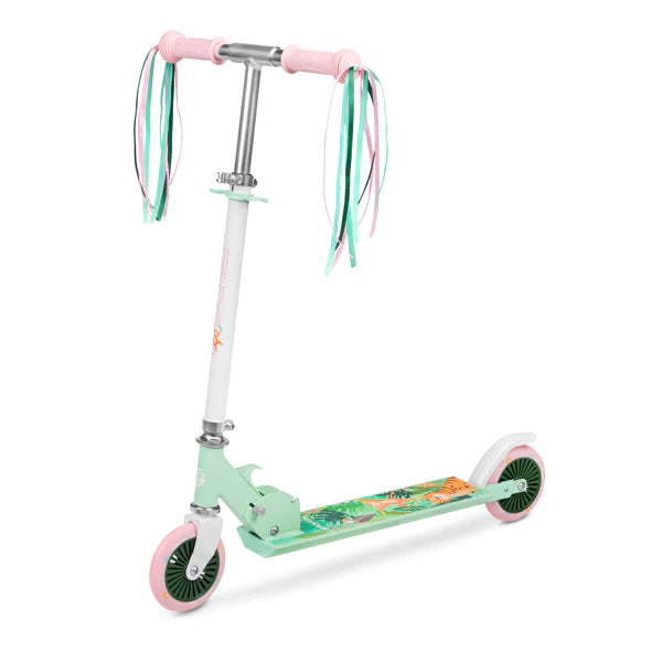 Spokey DUKE Kinderstep - Wit / Roze / Groen - 125mm wielen