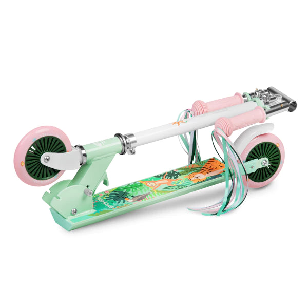 Spokey DUKE Kinderstep - Wit / Roze / Groen - 125mm wielen