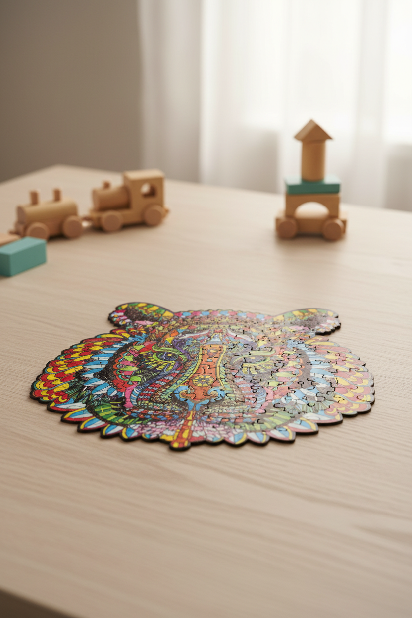 Houten puzzel met tijgerfiguur - 130 stukjes