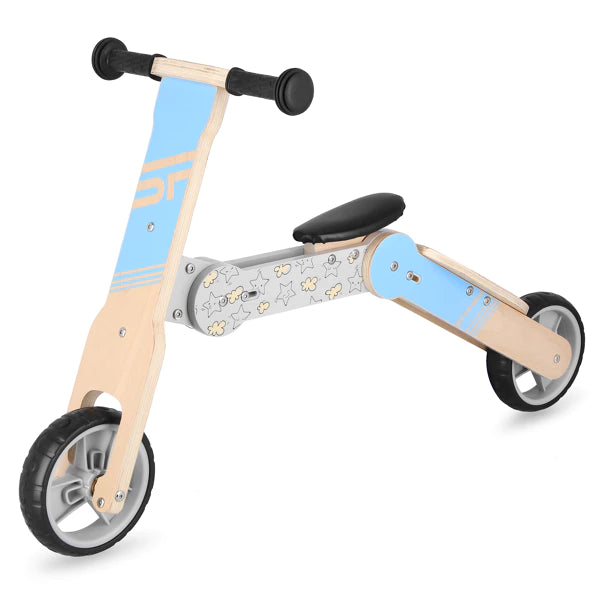 Blauwe 2in1 - Step & Loopfiets - Materiaal: Hout - Lichtgewicht