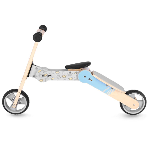 Blauwe 2in1 - Step & Loopfiets - Materiaal: Hout - Lichtgewicht