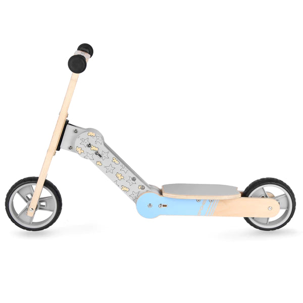 Blauwe 2in1 - Step & Loopfiets - Materiaal: Hout - Lichtgewicht