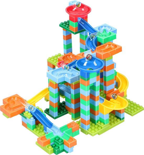 Eddy Toys Knikkerbaan - 248-Delig - met Knikkers - Kunststof - Rood, Geel, Groen, Blauw, Oranje