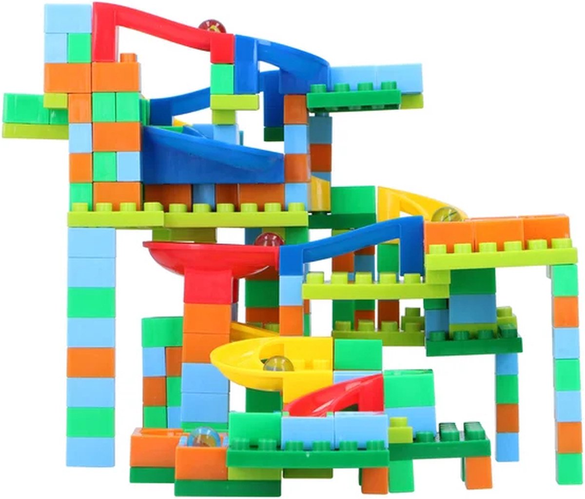 Eddy Toys Knikkerbaan - 248-Delig - met Knikkers - Kunststof - Rood, Geel, Groen, Blauw, Oranje