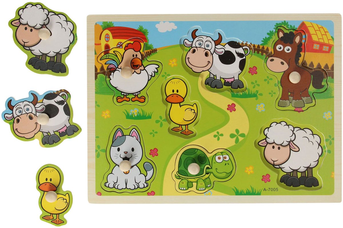 Houten Noppenpuzzel Boerderijdieren