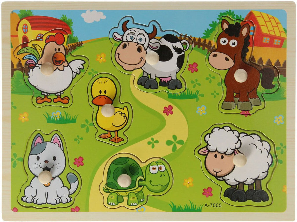 Houten Noppenpuzzel Boerderijdieren