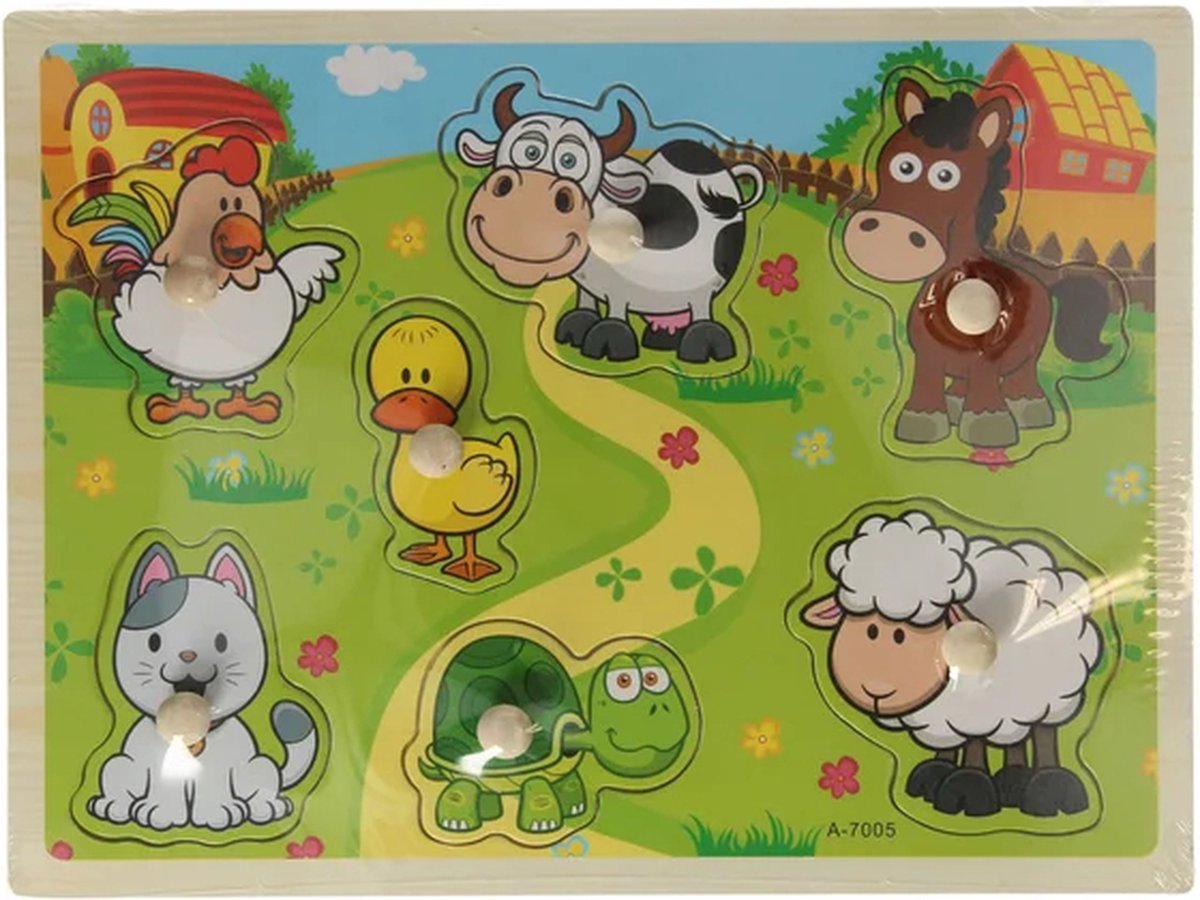 Houten Noppenpuzzel Boerderijdieren