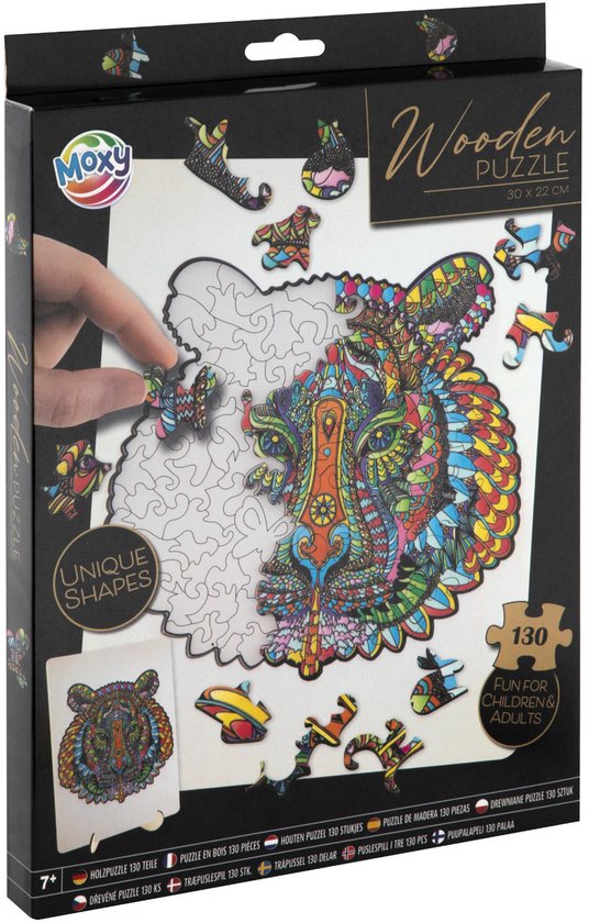 Houten puzzel met tijgerfiguur - 130 stukjes